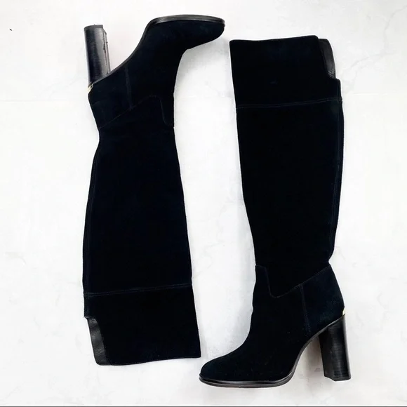 [Michael Kors] Black Suede Over The Knee Boots - Picture 2 of 6
